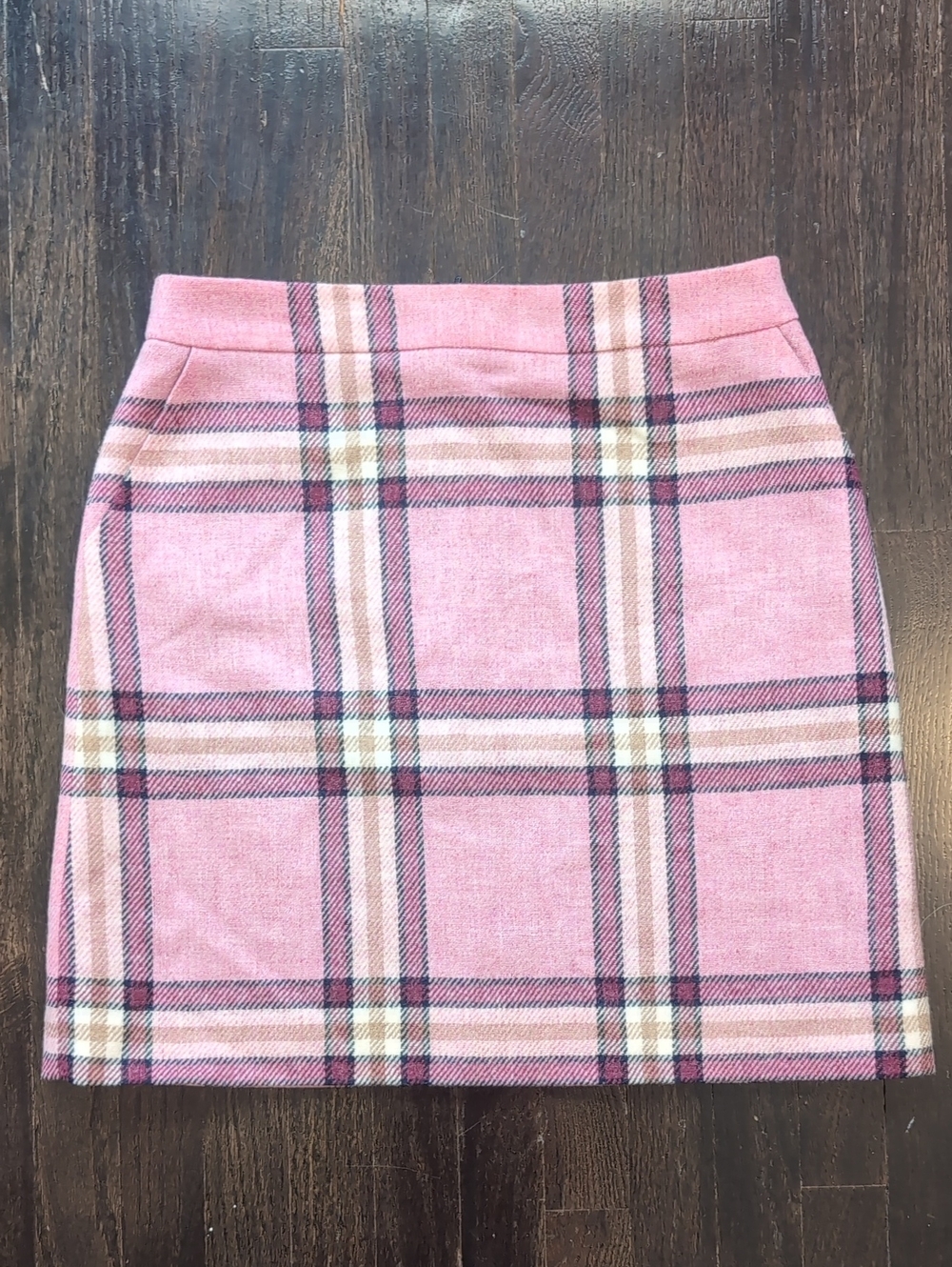 Boden Wool Pink Plaid Women's Skirt Size 6
